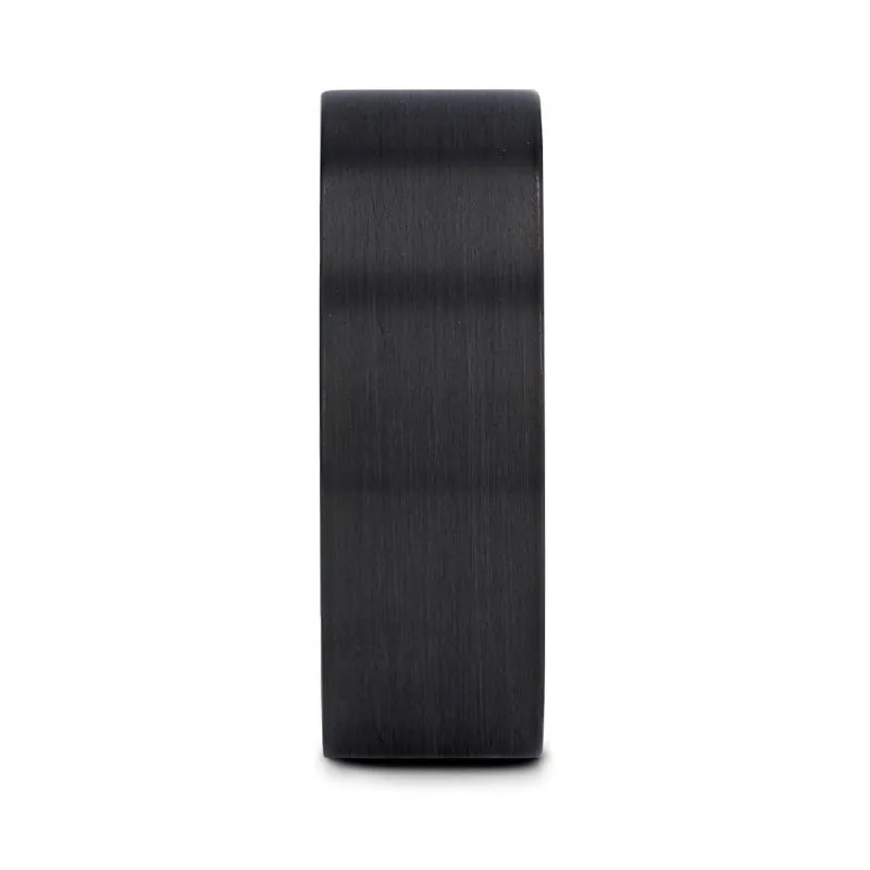 Thorsten SAN BERNARDINO Brushed Finish Flat Black Titanium Men’s Wedding Band - 6mm & 8mm