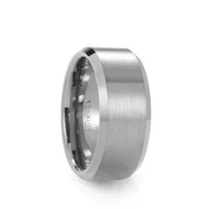 Thorsten SHIPTON Tungsten Carbide Ring with Brushed Center and Beveled Edges - 10mm