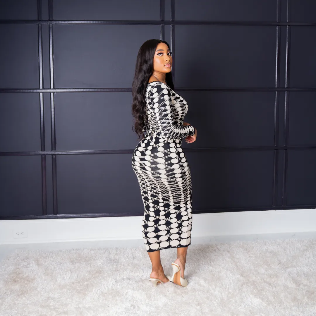Tina Long Sleeve Jacquard Maxi Dress