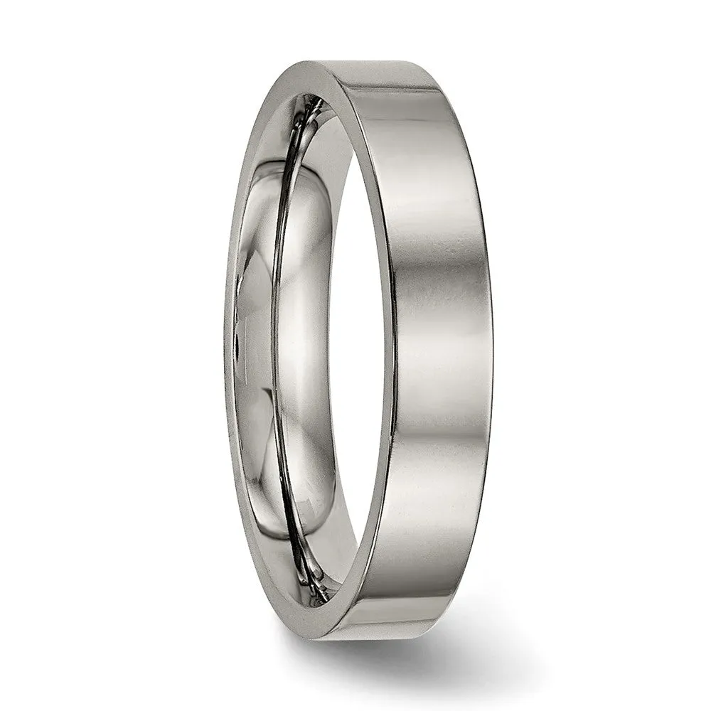 Titanium Polished 4mm Flat Comfort Fit Band