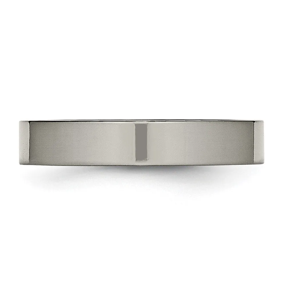 Titanium Polished 4mm Flat Comfort Fit Band