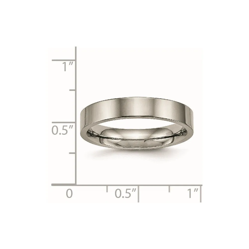 Titanium Polished 4mm Flat Comfort Fit Band