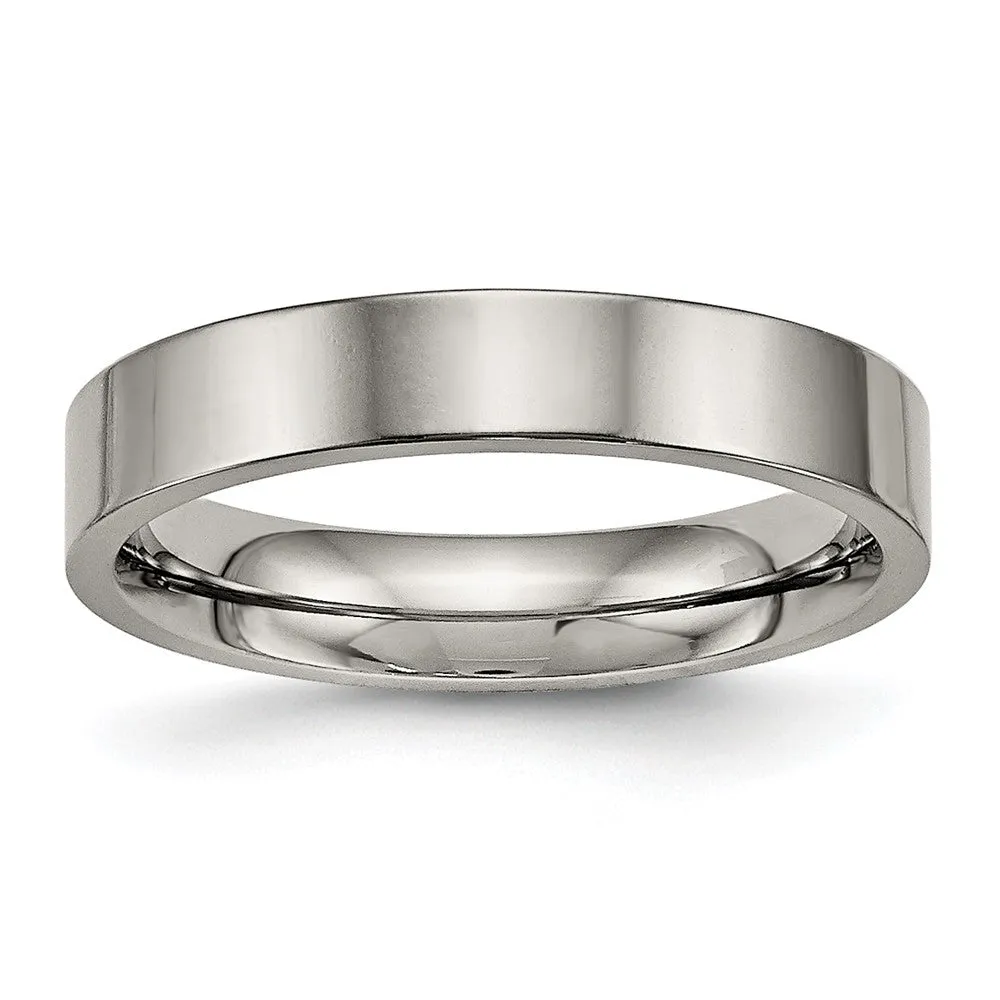 Titanium Polished 4mm Flat Comfort Fit Band