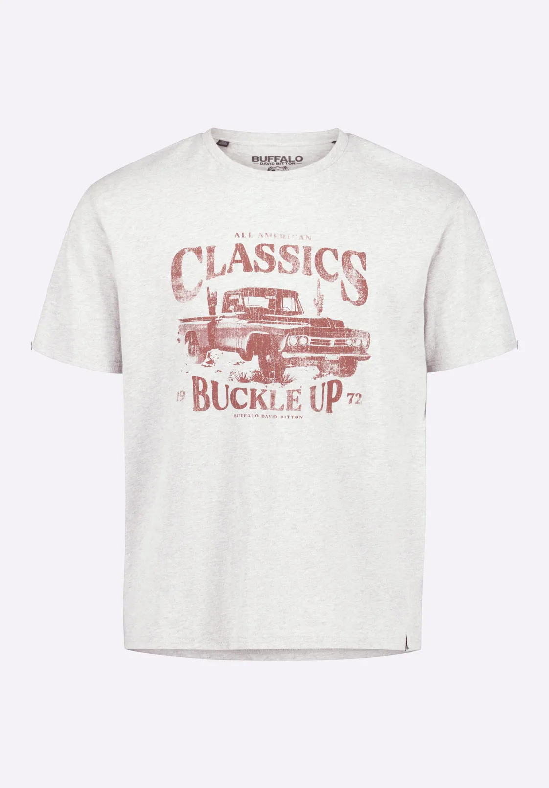 Trige Men's Graphic T-Shirt with Pickup Truck Print, Heather Grey - BM24631