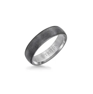 Triton Men's 6mm Brush Finish Flat Edge Wedding Band