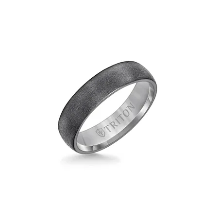 Triton Men's 6mm Brush Finish Flat Edge Wedding Band