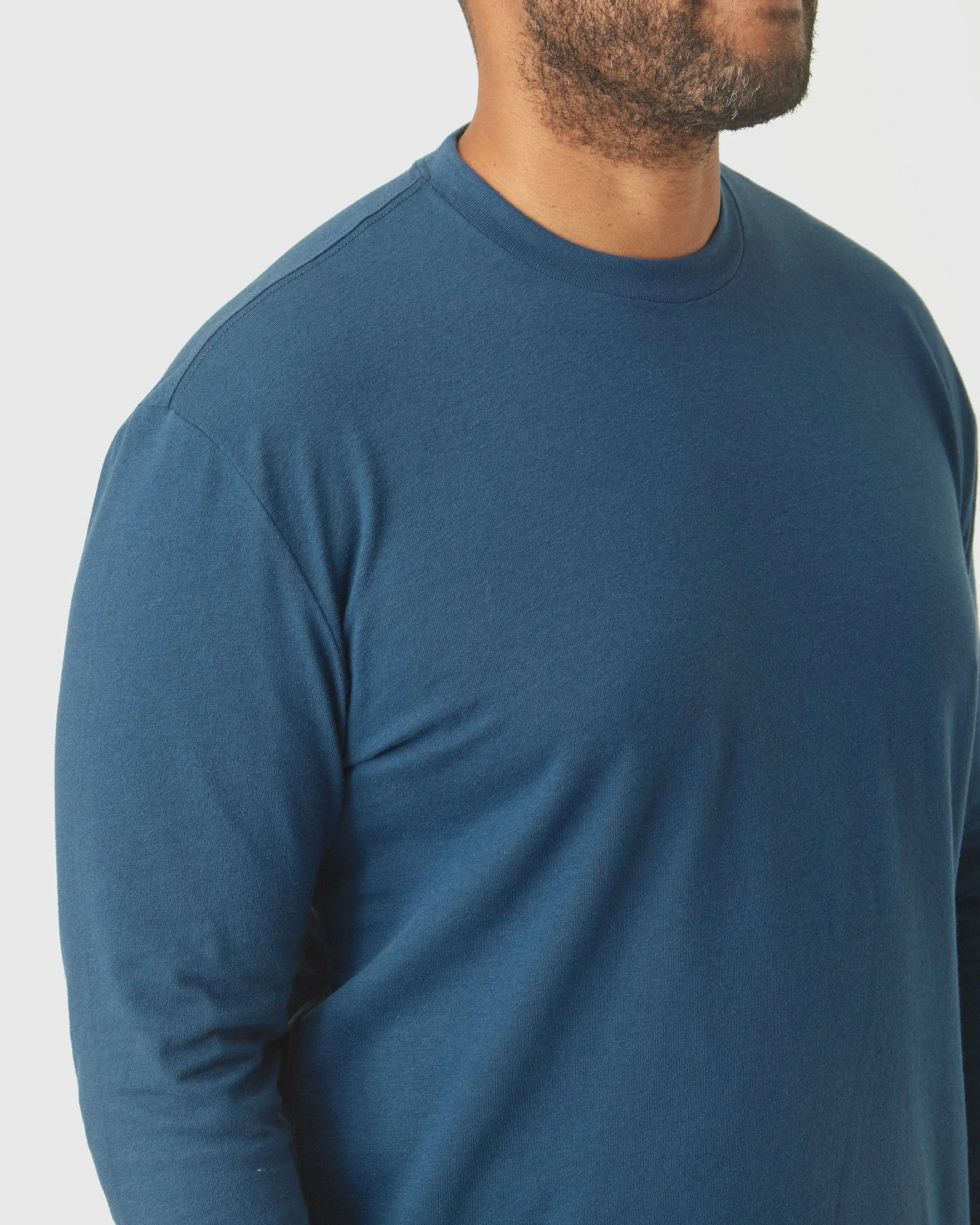 True Classic Crew Neck Long Sleeve in Deep Sea Blue