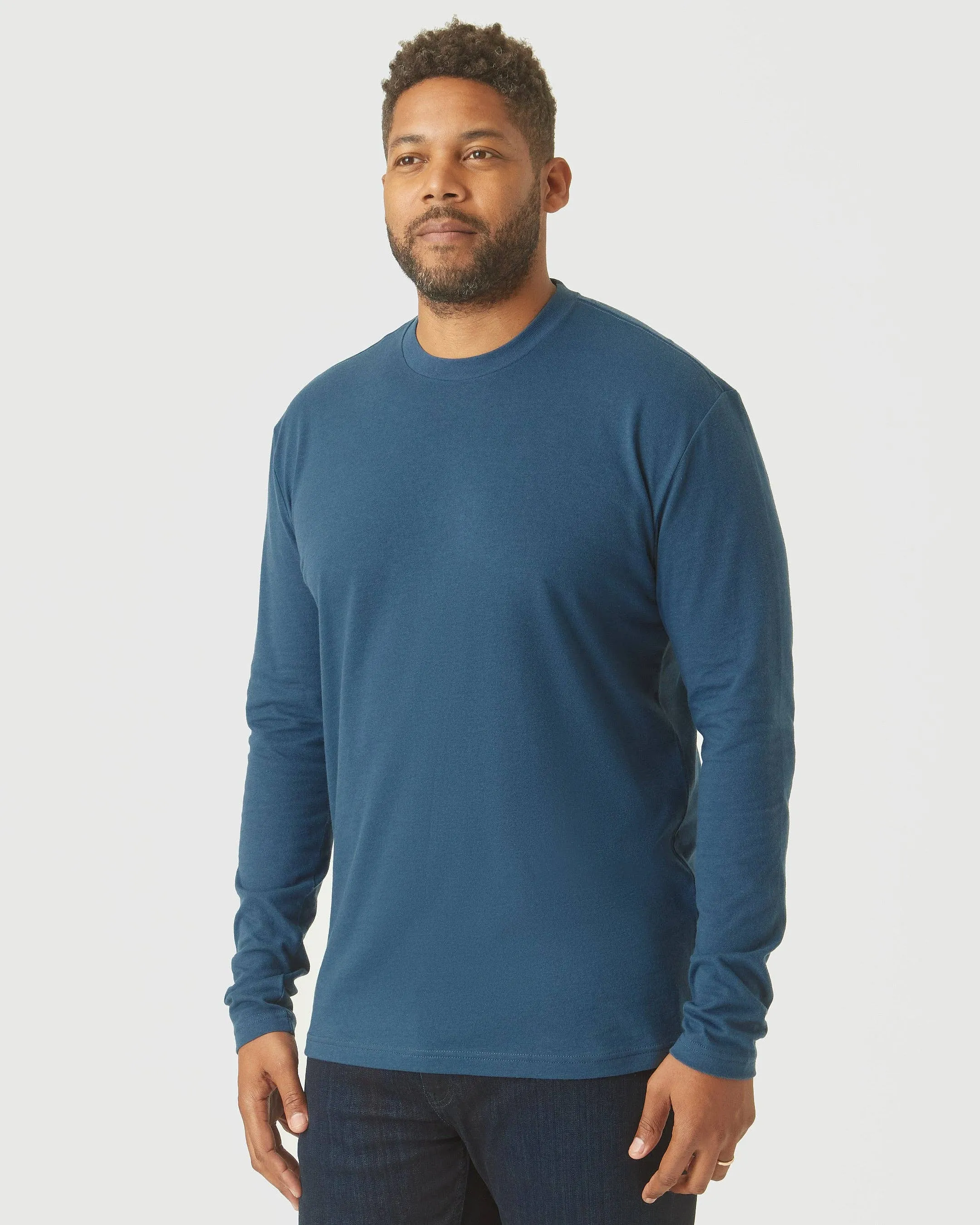 True Classic Crew Neck Long Sleeve in Deep Sea Blue