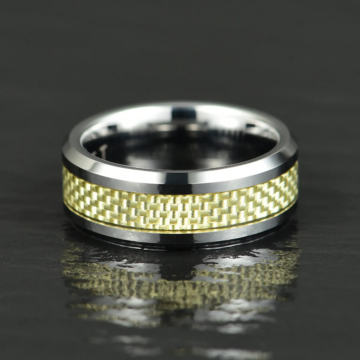 Tungsten Golden Mesh Men's Wedding Band 8MM