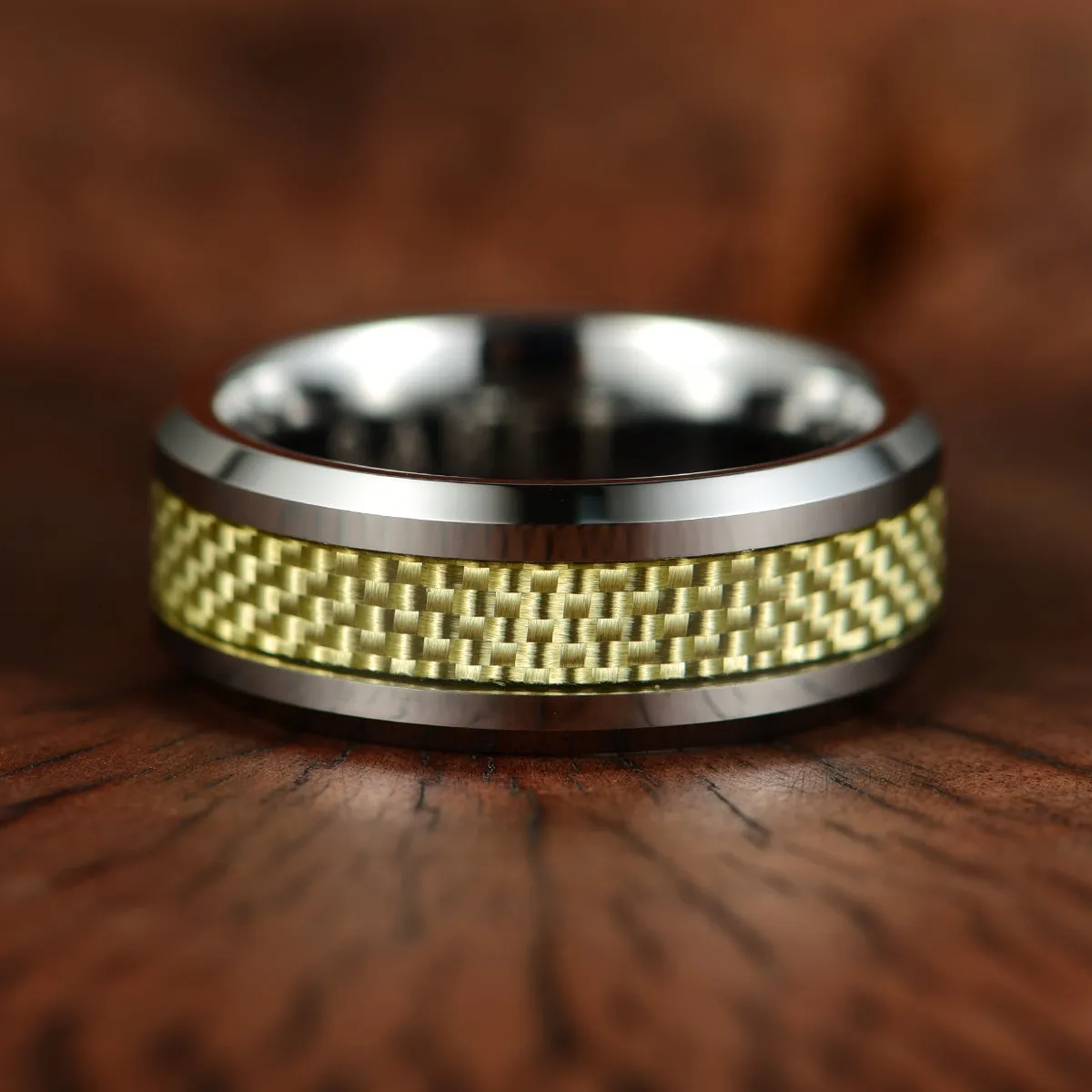 Tungsten Golden Mesh Men's Wedding Band 8MM
