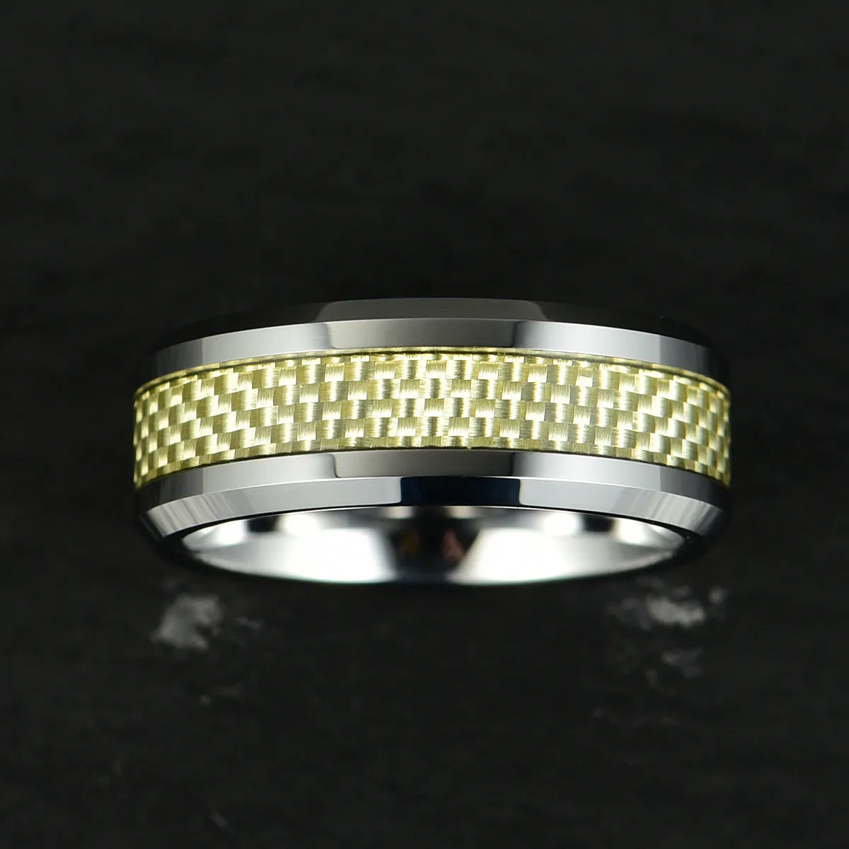 Tungsten Golden Mesh Men's Wedding Band 8MM