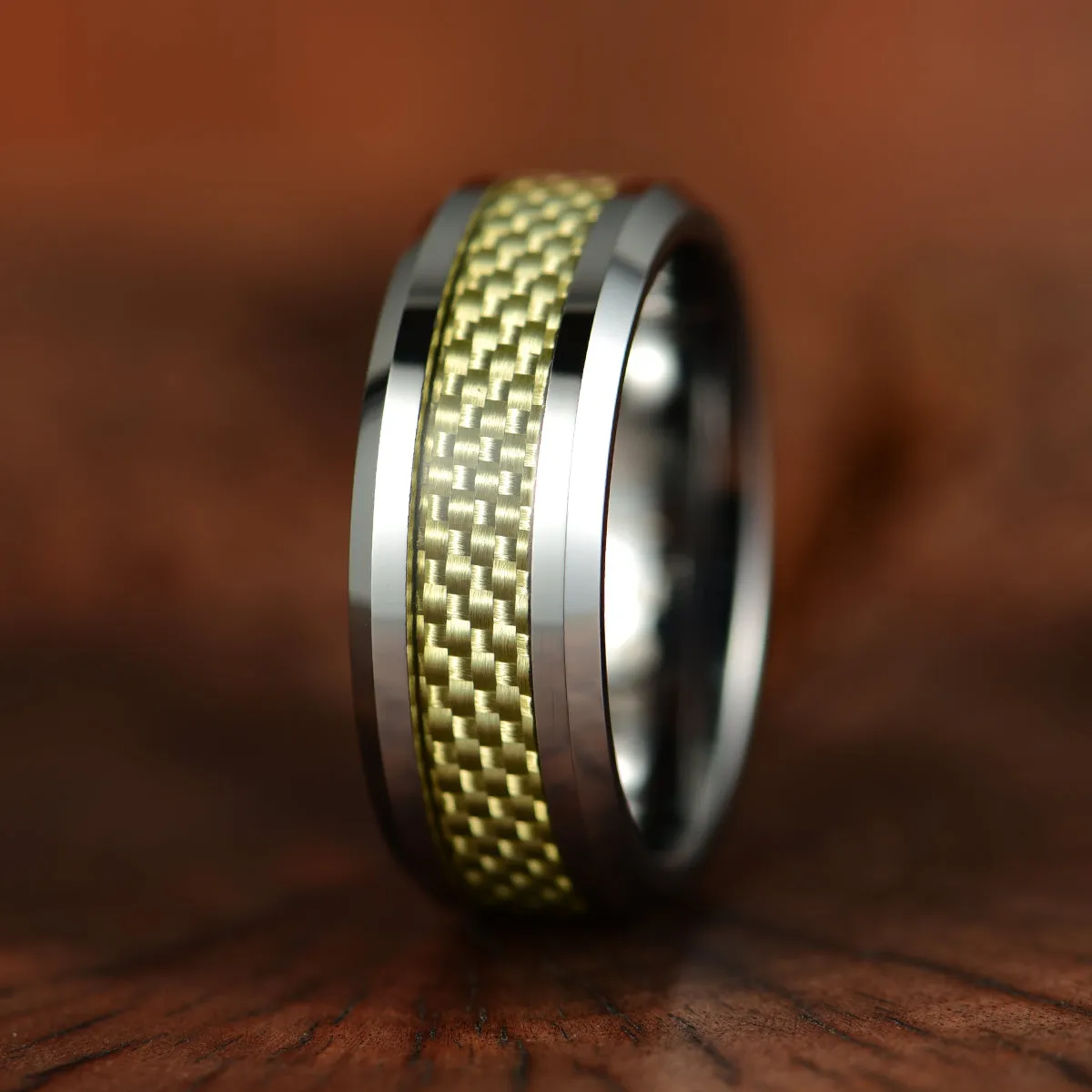 Tungsten Golden Mesh Men's Wedding Band 8MM