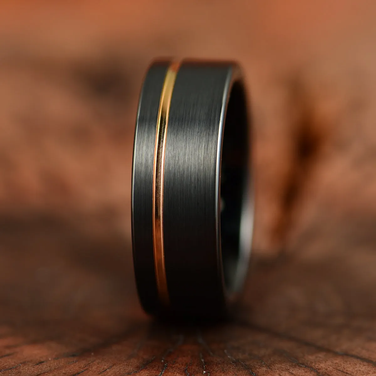 Tungsten Rose Inlay Men's Wedding Band 8MM