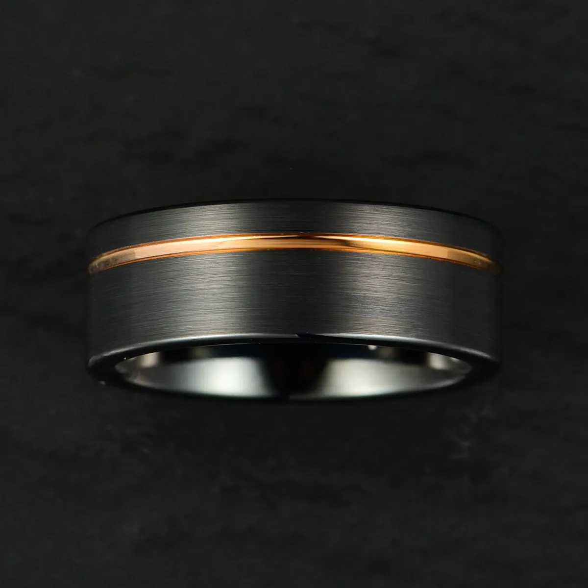 Tungsten Rose Inlay Men's Wedding Band 8MM