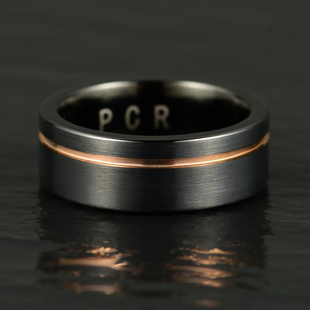Tungsten Rose Inlay Men's Wedding Band 8MM