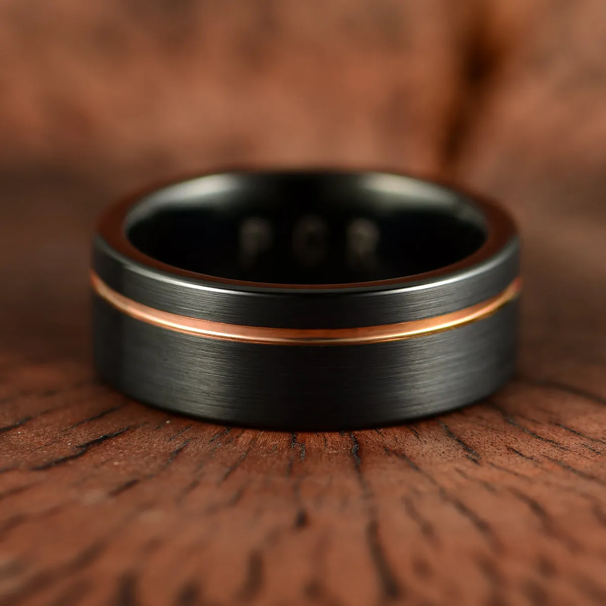 Tungsten Rose Inlay Men's Wedding Band 8MM