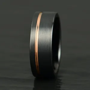 Tungsten Rose Inlay Men's Wedding Band 8MM