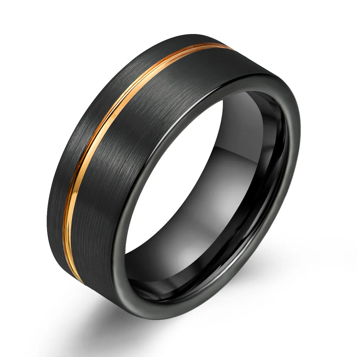 Tungsten Rose Inlay Men's Wedding Band 8MM