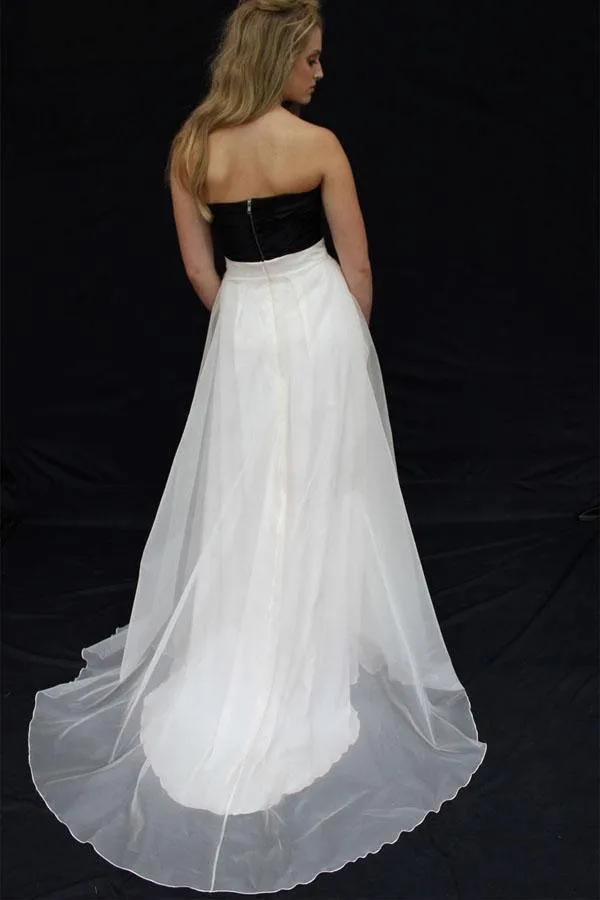 Two piece Black And White Strapless Sweetheart Chiffon Wedding Dresses  WD176