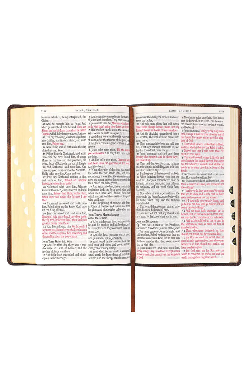 Two-Tone Brown Faux Leather Giant Print KJV Full-Size Bible with Thumb Index