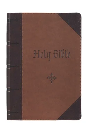 Two-Tone Brown Faux Leather Giant Print KJV Full-Size Bible with Thumb Index