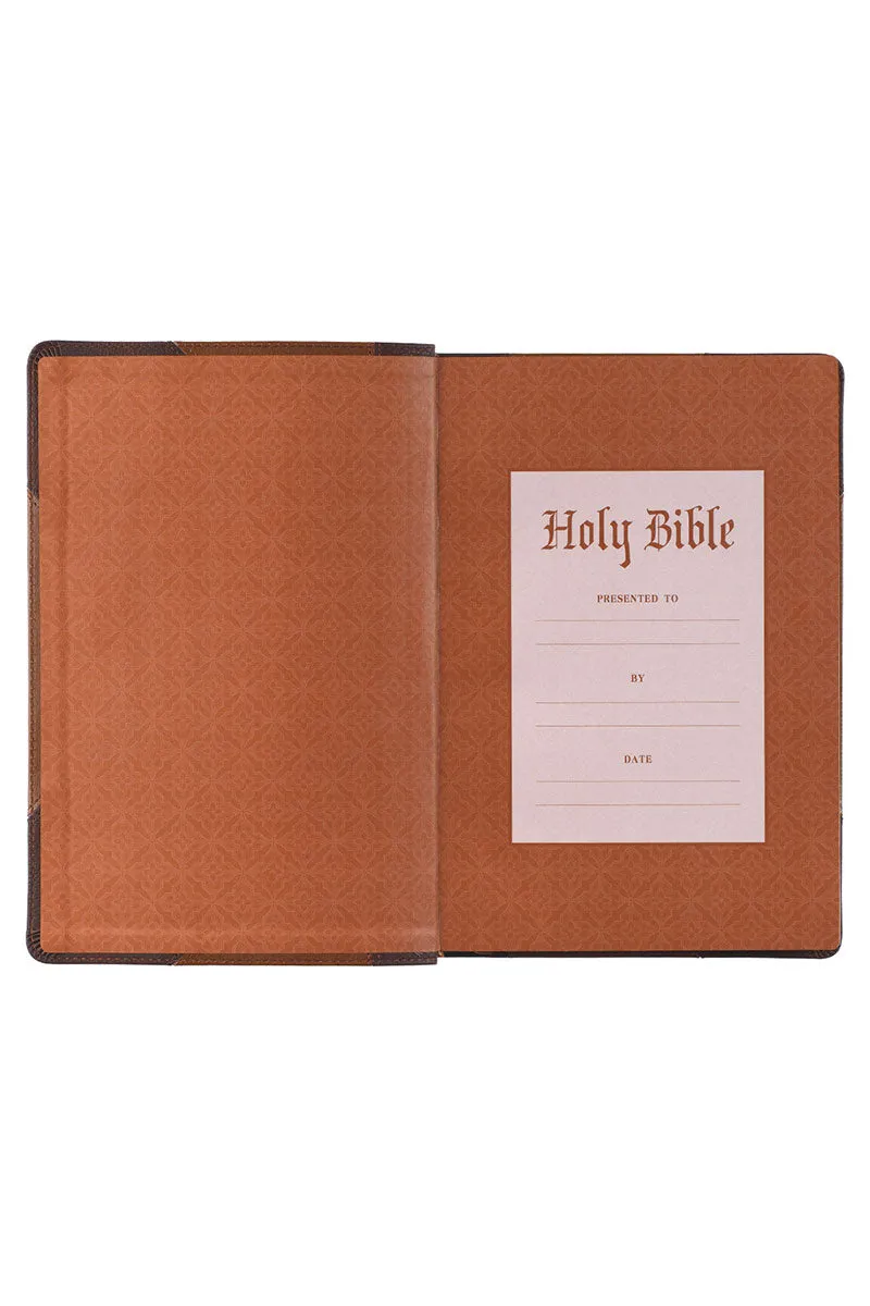 Two-Tone Brown Faux Leather Giant Print KJV Full-Size Bible with Thumb Index