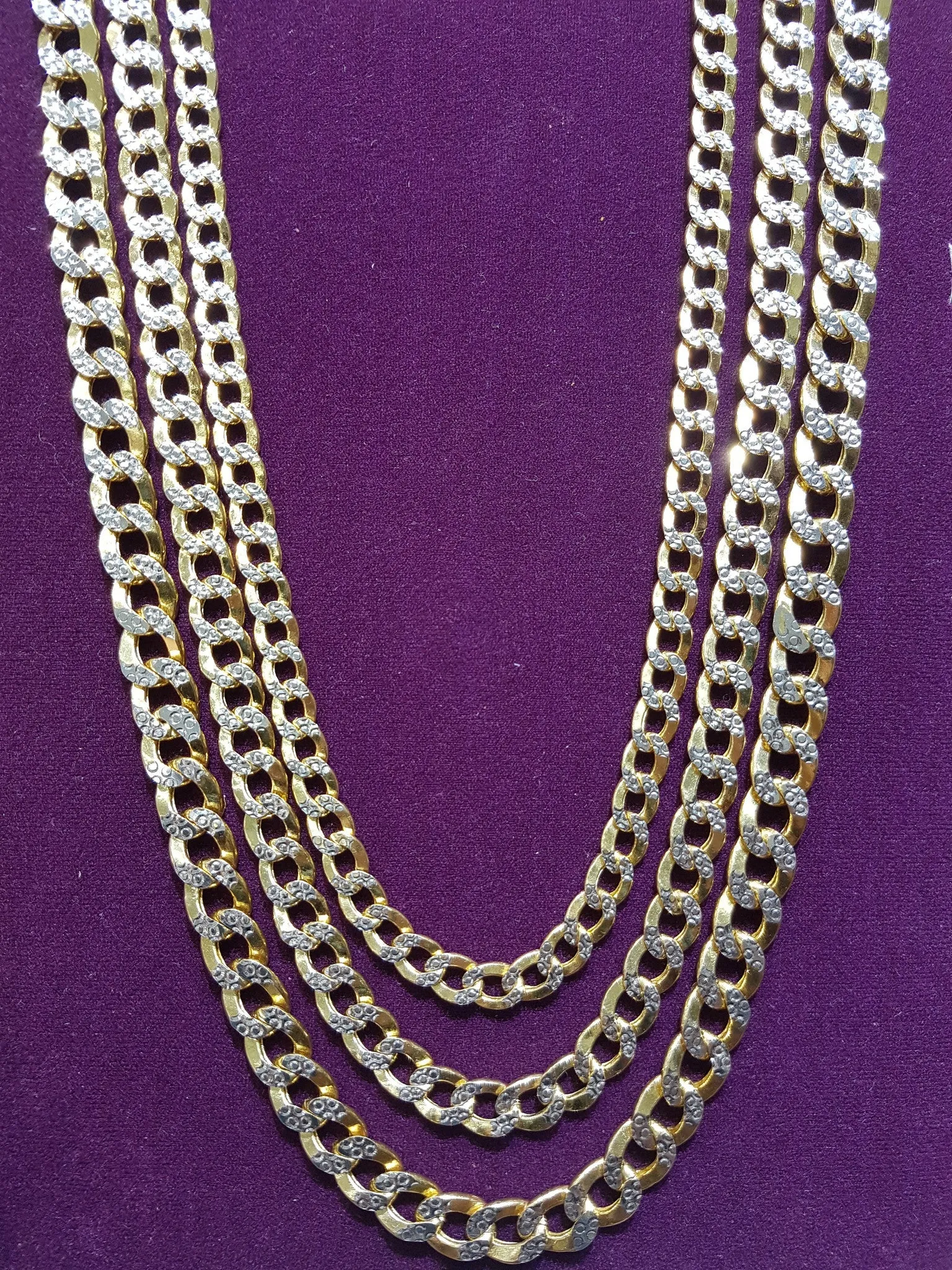 Two-Tone Lightweight Flat Cubanlink Chain (14K)