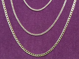 Two-Tone Lightweight Flat Cubanlink Chain (14K)