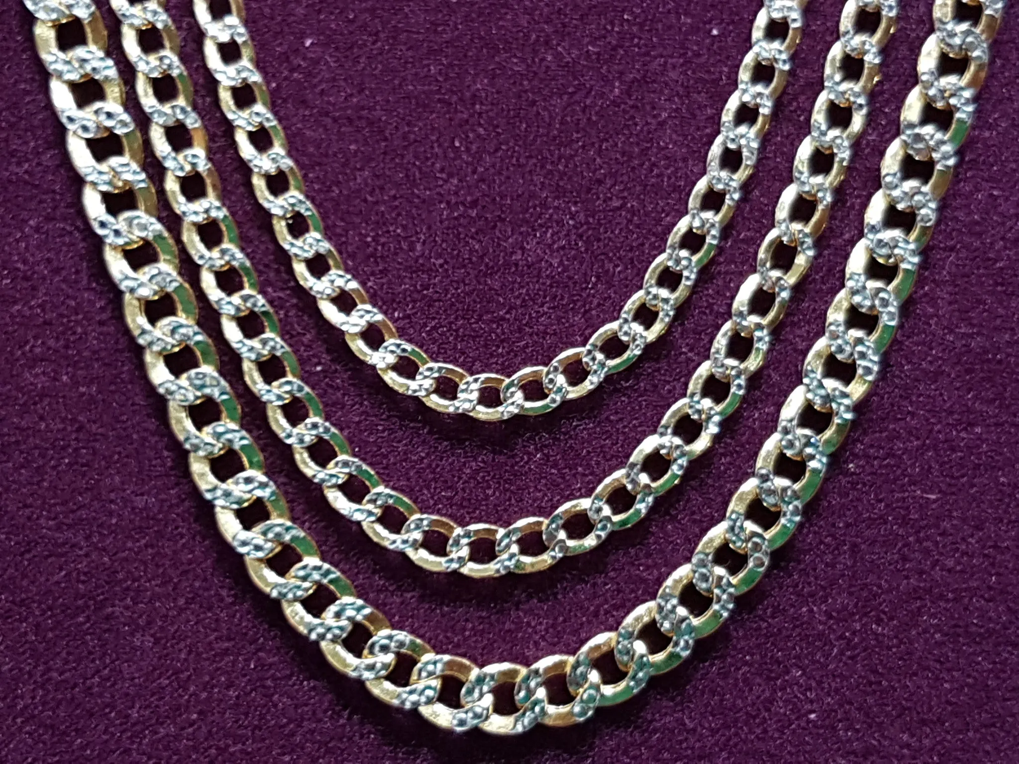 Two-Tone Lightweight Flat Cubanlink Chain (14K)
