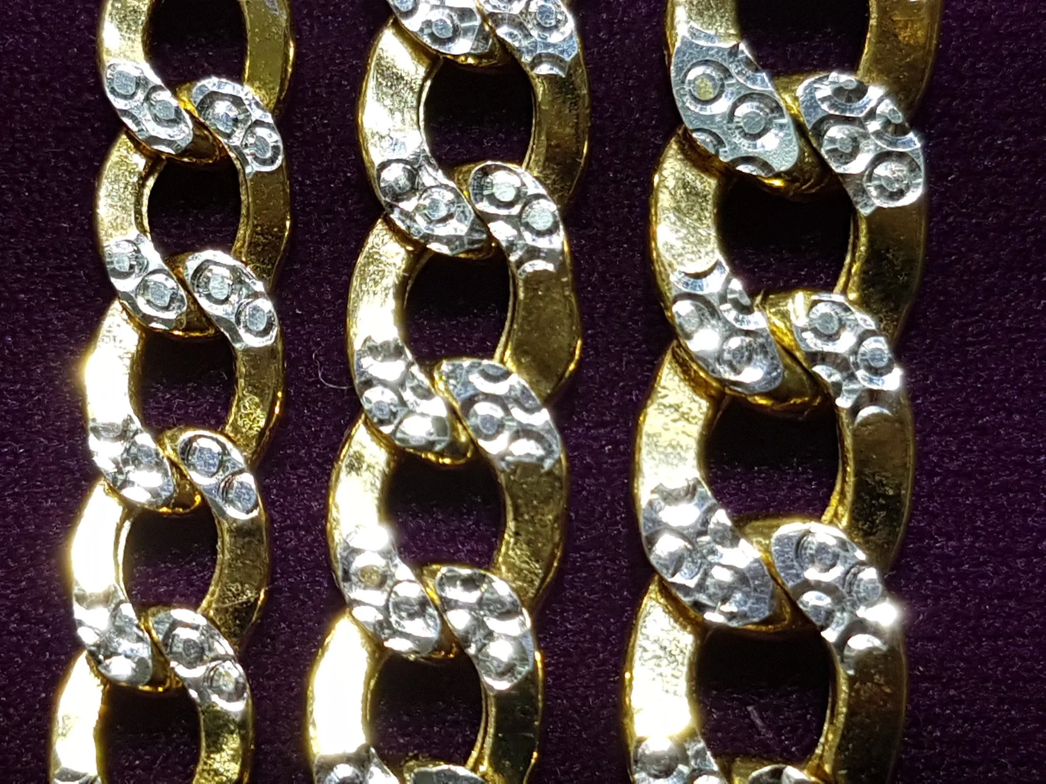Two-Tone Lightweight Flat Cubanlink Chain (14K)