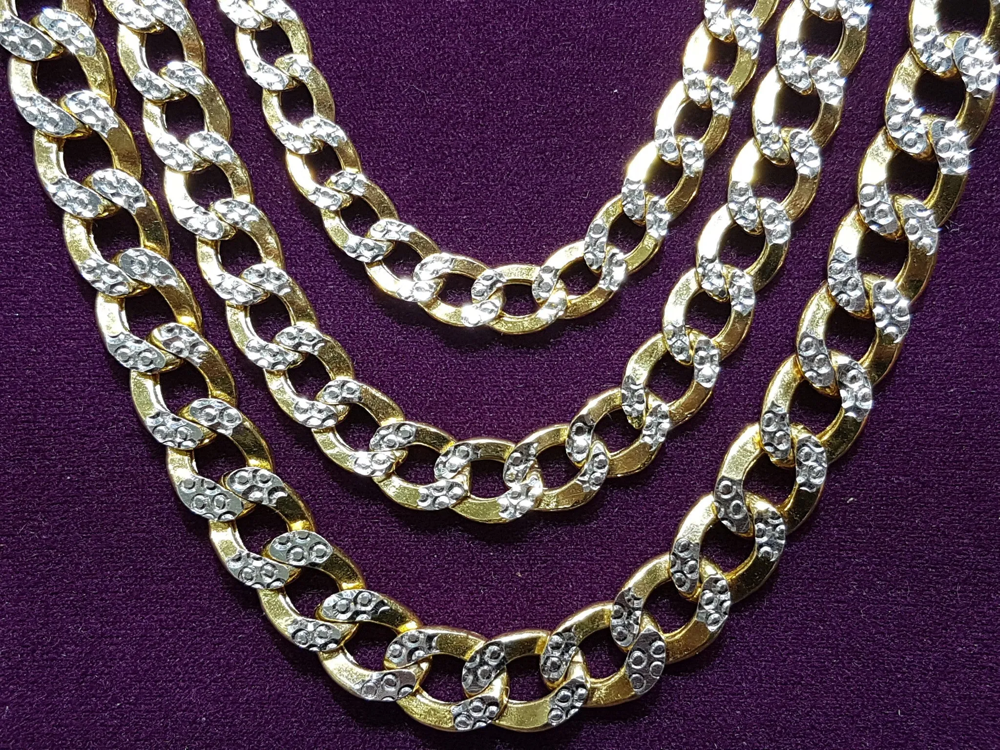 Two-Tone Lightweight Flat Cubanlink Chain (14K)
