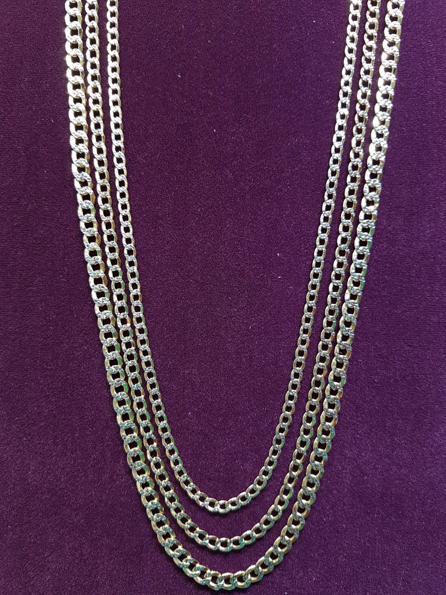 Two-Tone Lightweight Flat Cubanlink Chain (14K)