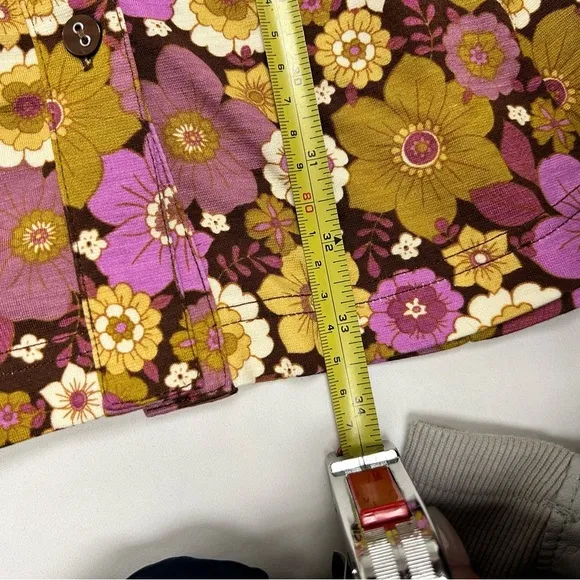 Urban Outfitters Purple Yellow Gold 70s Floral Dress Womens Size Large​