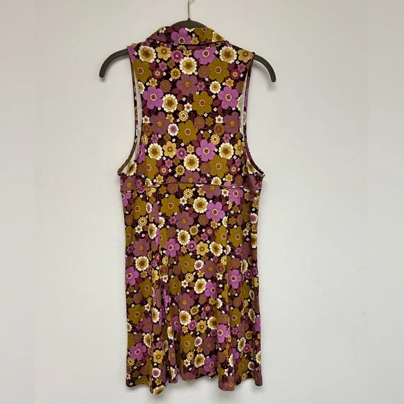 Urban Outfitters Purple Yellow Gold 70s Floral Dress Womens Size Large​