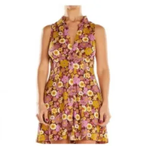 Urban Outfitters Purple Yellow Gold 70s Floral Dress Womens Size Large​