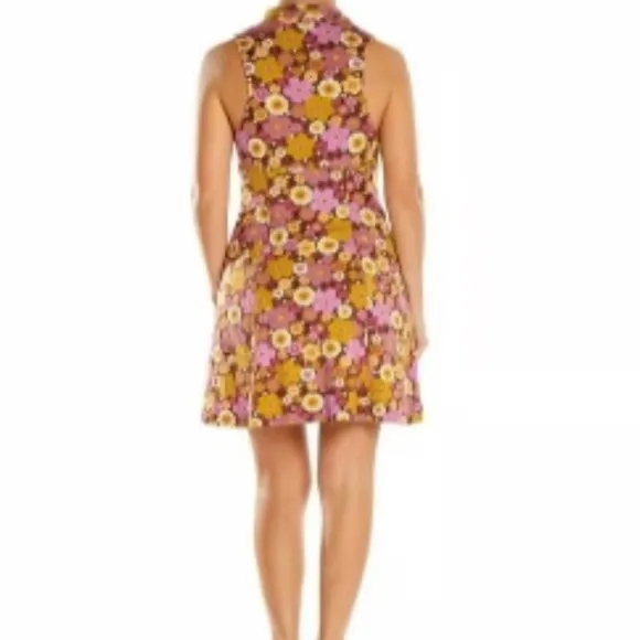 Urban Outfitters Purple Yellow Gold 70s Floral Dress Womens Size Large​