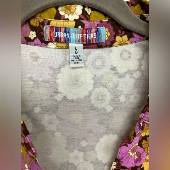 Urban Outfitters Purple Yellow Gold 70s Floral Dress Womens Size Large​