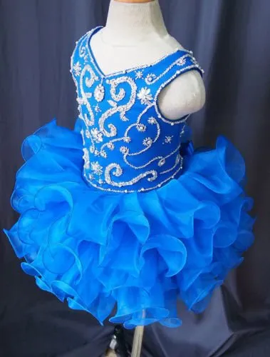 V Neck Beaded Bodice Little Girl/Baby Miss/Toddler Royal Cupcake Pageant Dress