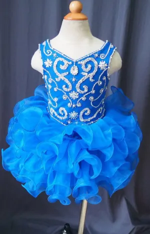 V Neck Beaded Bodice Little Girl/Baby Miss/Toddler Royal Cupcake Pageant Dress
