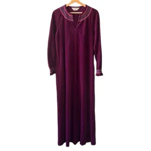 Vanity Fair Vintage New w Tag Velvet Magenta House Dress Muumuu Robe Sz M