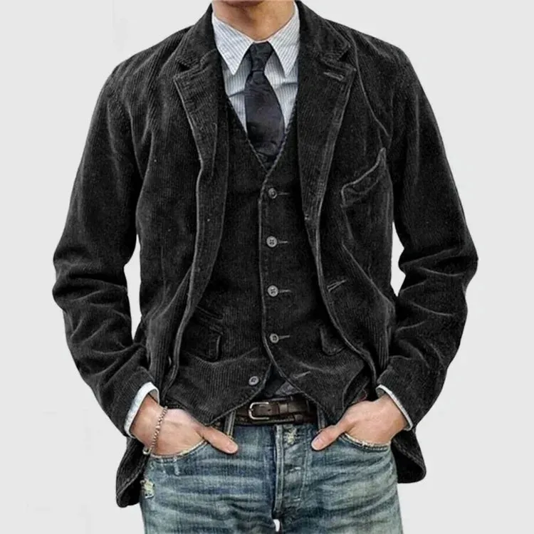 Velvet Noir™ | Men's Vintage Cuffed Jacket | Luxurious Velvet, Classic Cuffed Design & Stylish Fit