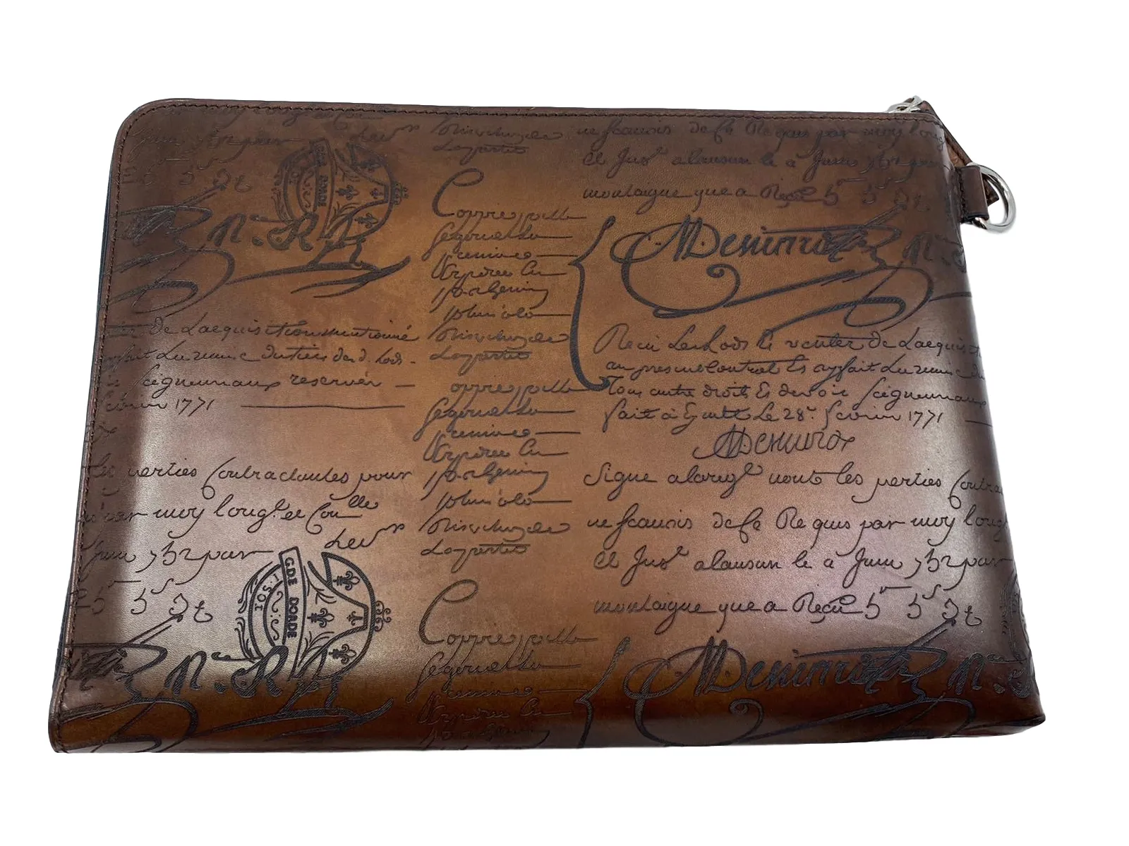 Venezia Scritto Nino Large Leather Clutch