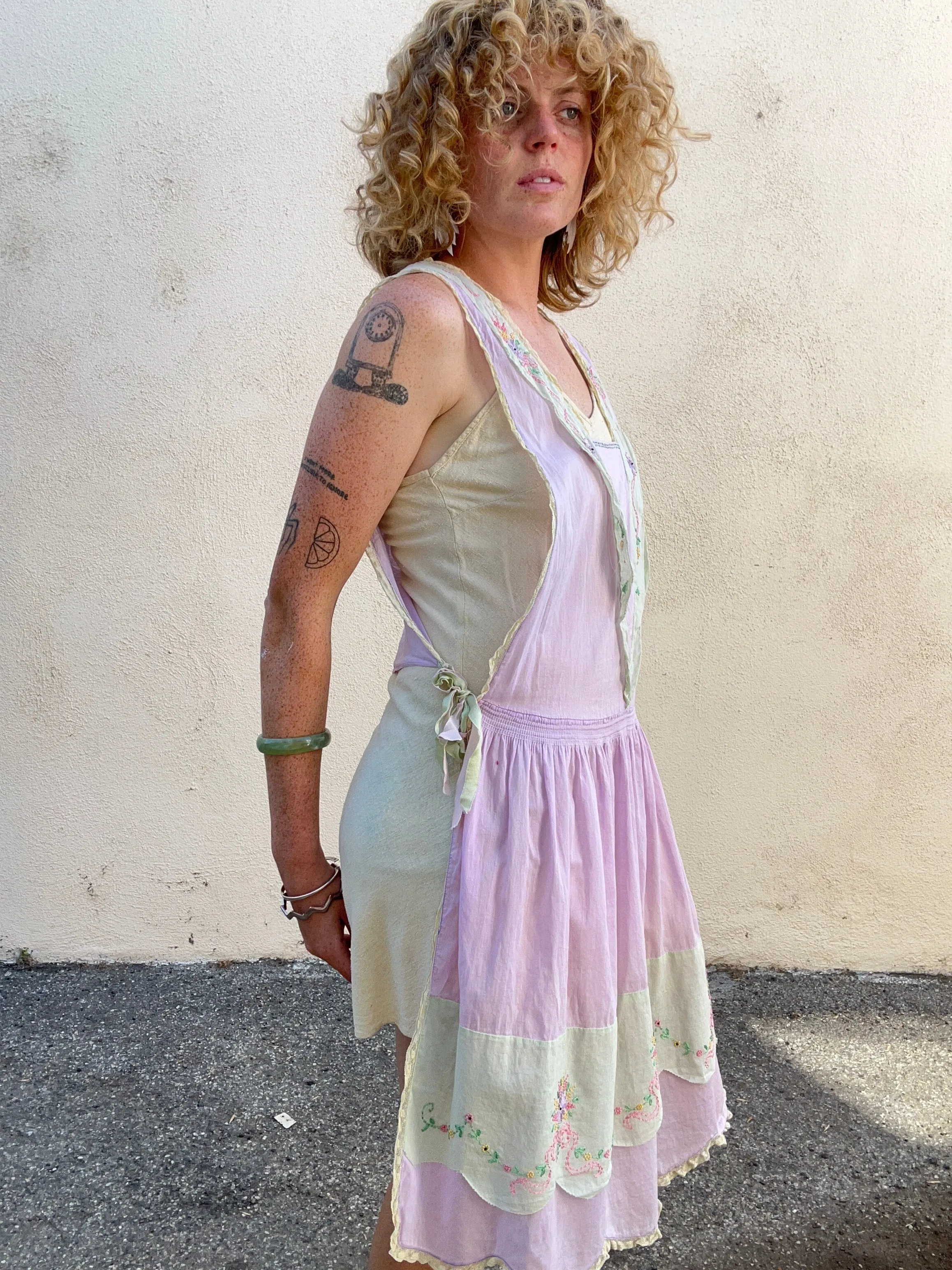 Vintage 1930s Lavender Pinafore Dress