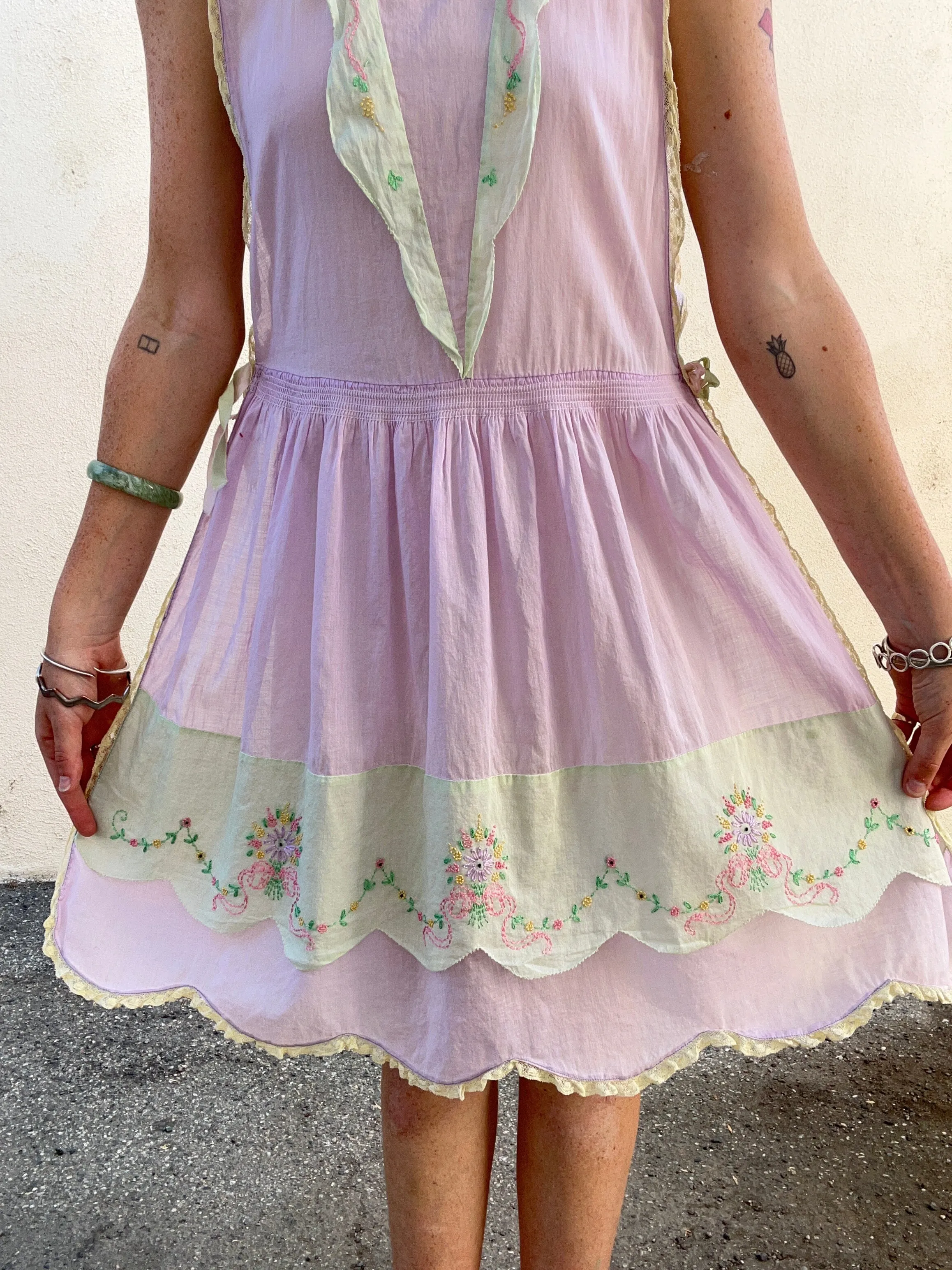 Vintage 1930s Lavender Pinafore Dress