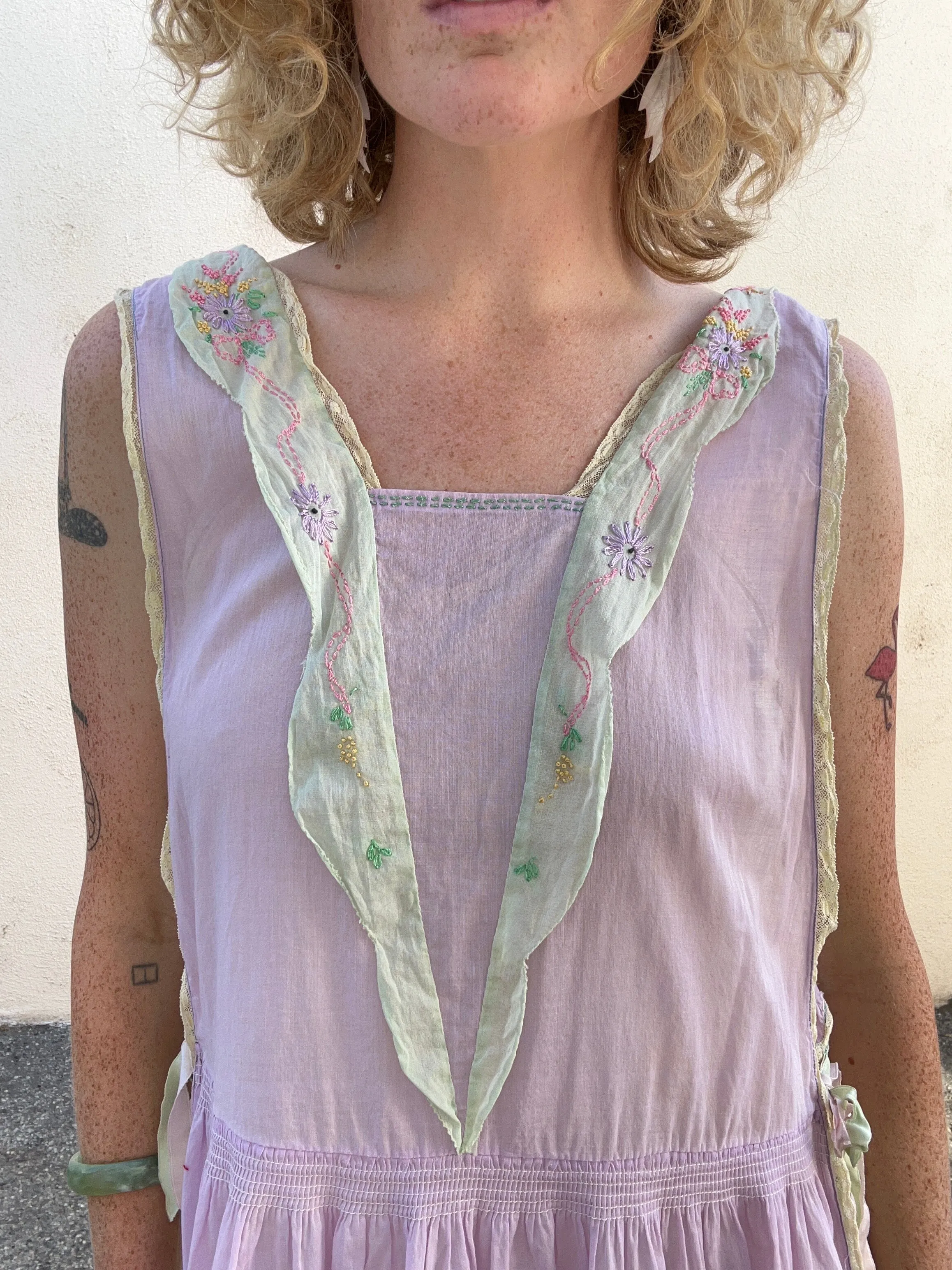 Vintage 1930s Lavender Pinafore Dress