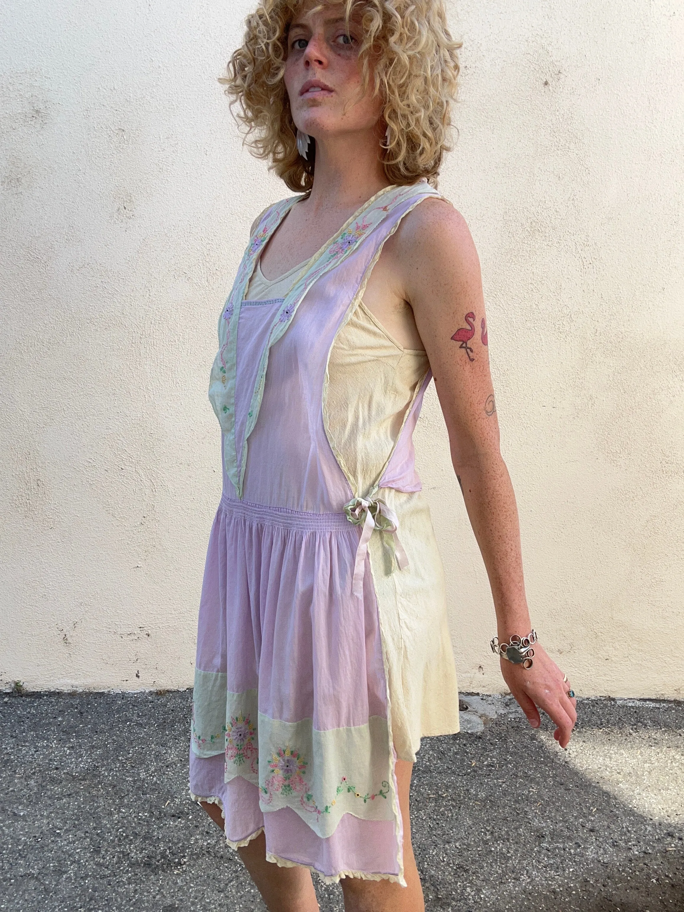 Vintage 1930s Lavender Pinafore Dress