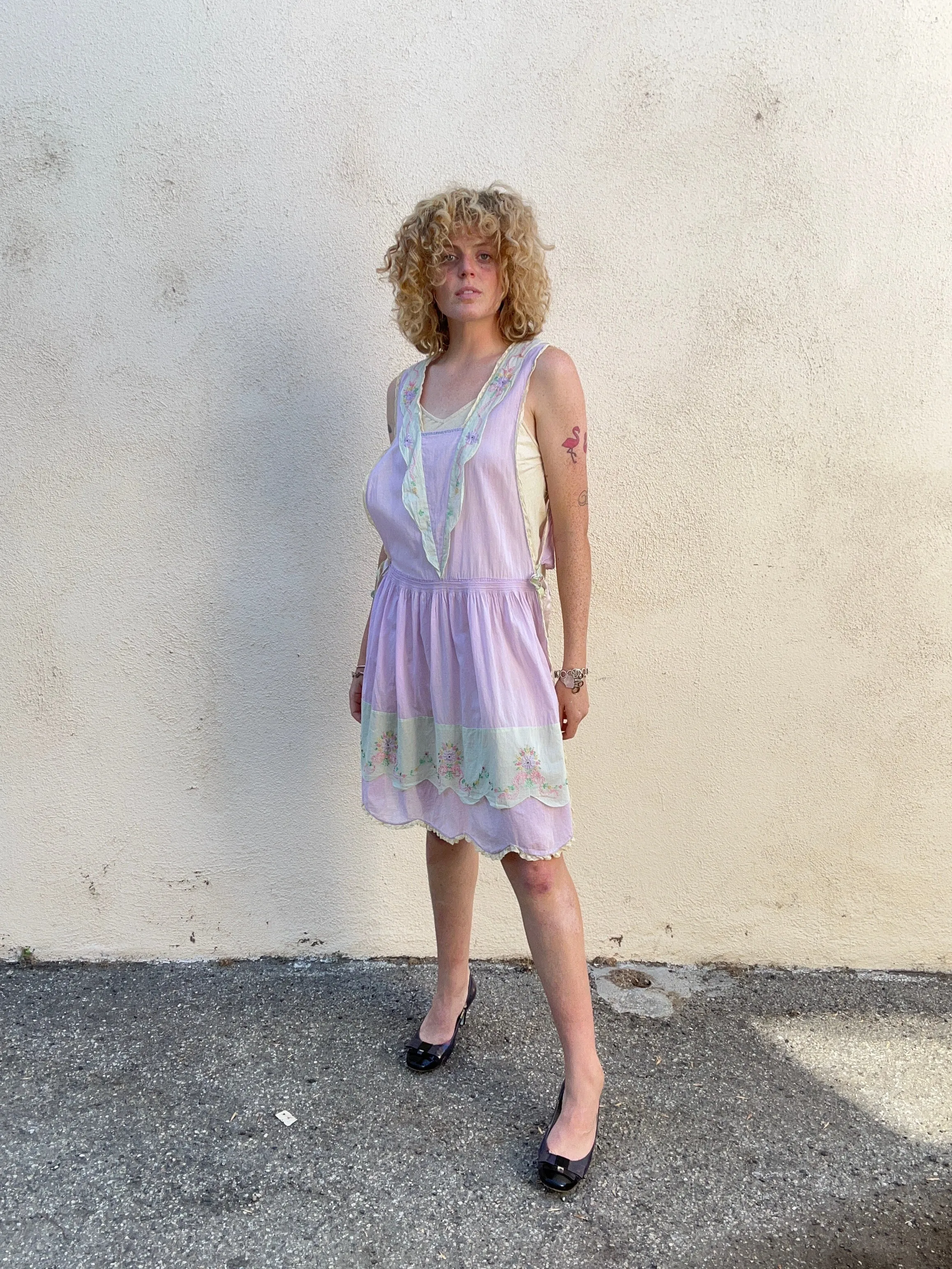 Vintage 1930s Lavender Pinafore Dress
