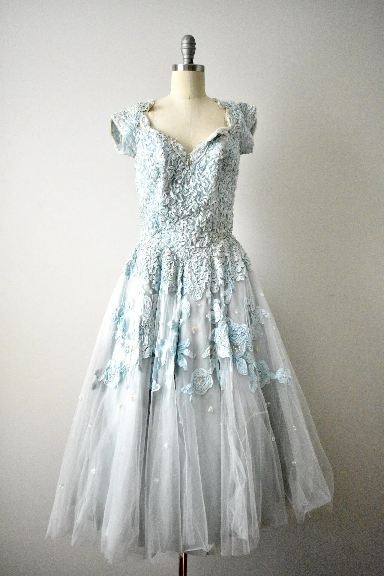 Vintage 1950s Blue Princess Dress-AS IS
