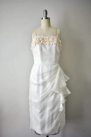 Vintage 1950s Lillie Diamond Ivory Cocktail Dress