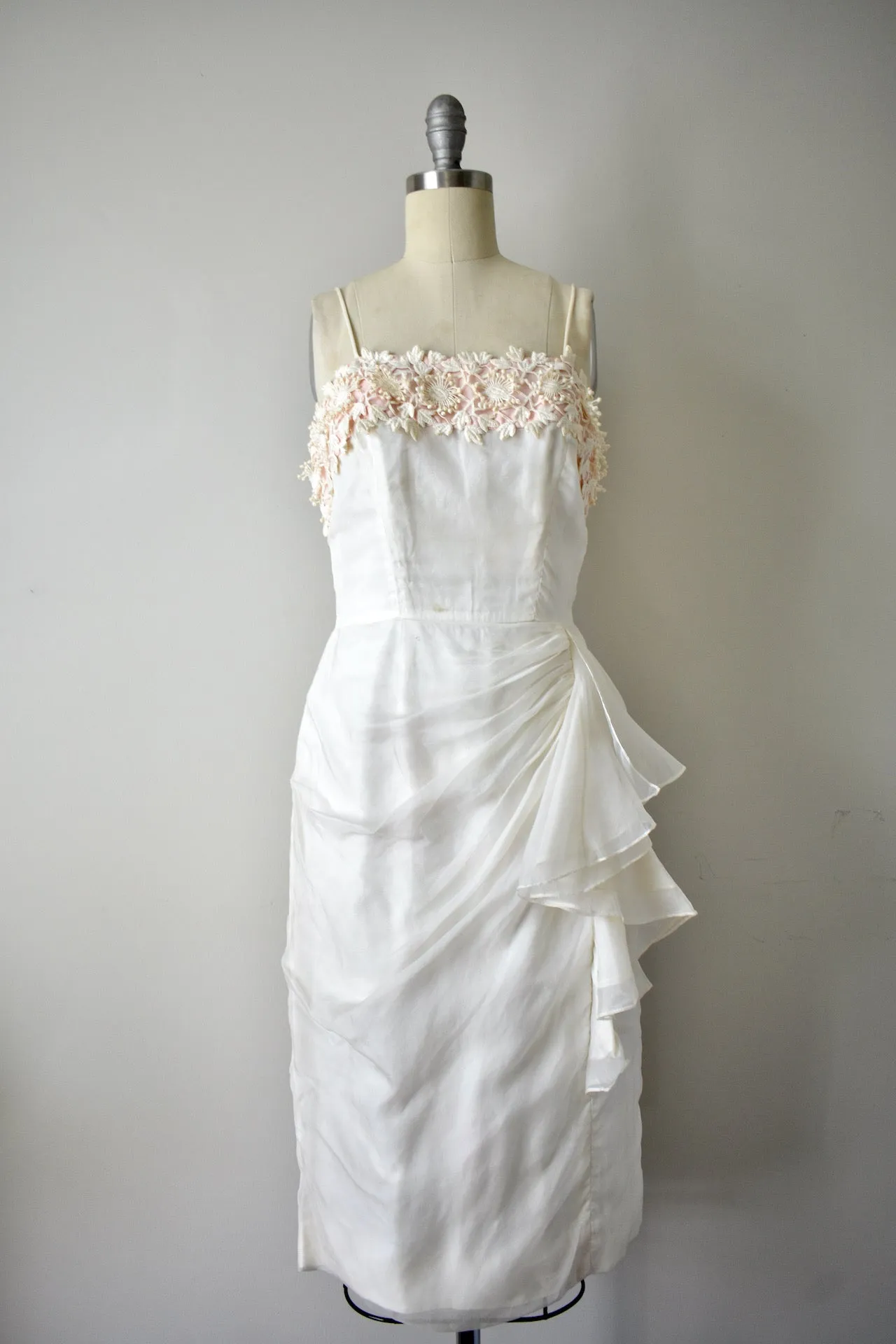 Vintage 1950s Lillie Diamond Ivory Cocktail Dress